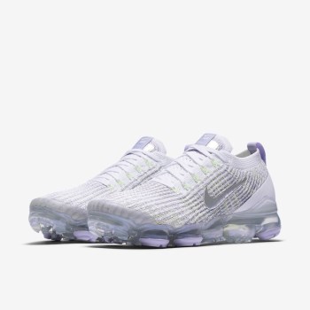 Nike Air VaporMax Flyknit 3 - Női Utcai Cipő - Fehér/Lila/Metal Titán